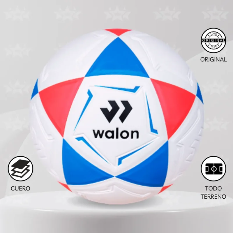 PELOTA DE FÚTBOL WALON TRICOLOR TALLA #5 CUERO PU - Imagen 4