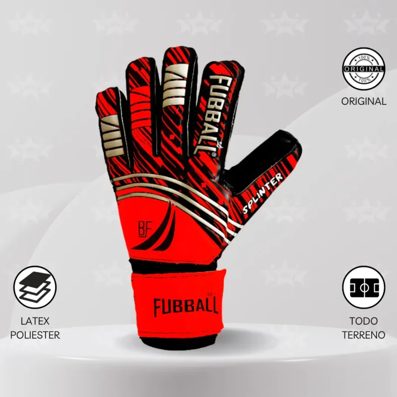 Guantes De Arquero Fubball – Diseño SPLINTER Rojo - Imagen 2